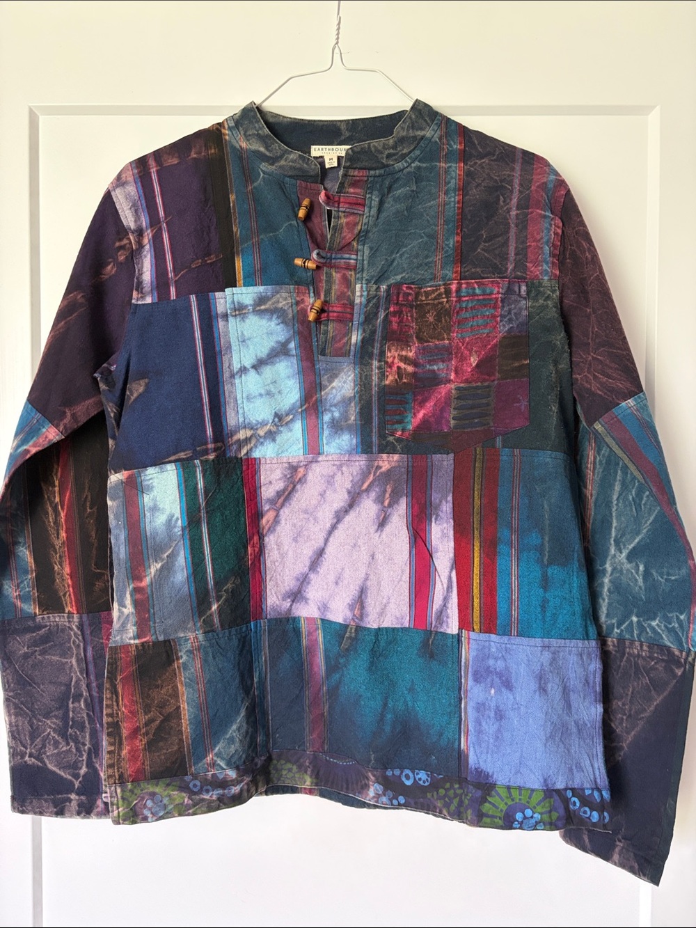 Earthbound Patchwork Pullover Shirt with Pockets - Multicolor